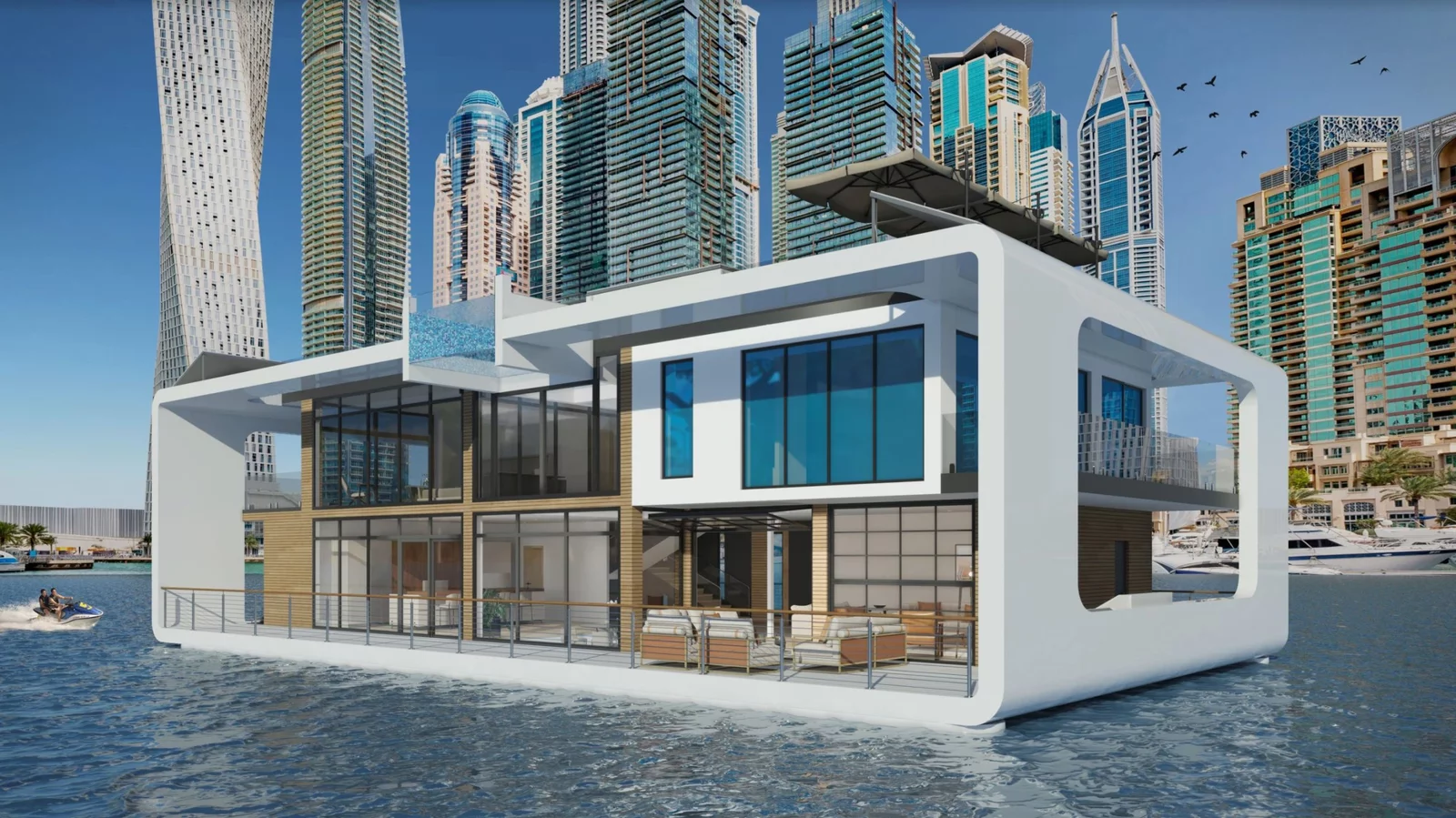 Neptune Glass Boat Villa at Dubai Marina